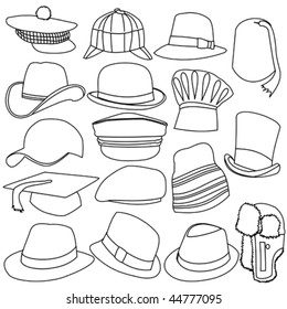 Lots of Mens Hats Line Style Set 01