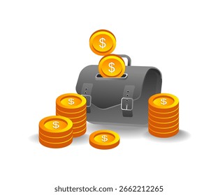 Mucho dinero con un maletín