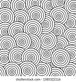 lots of overlapping circles in black and white.vector