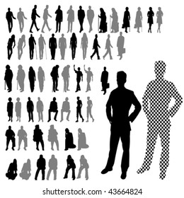 Lots of People Line Silhouette 2 Style Set