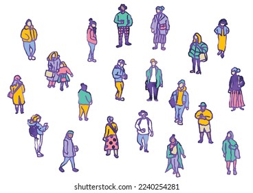 Lots of people sets. Hand drawn vector data.