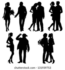 Lots of people in silhouette - vector set