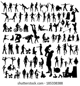 Lots of people silhouettes. Vector