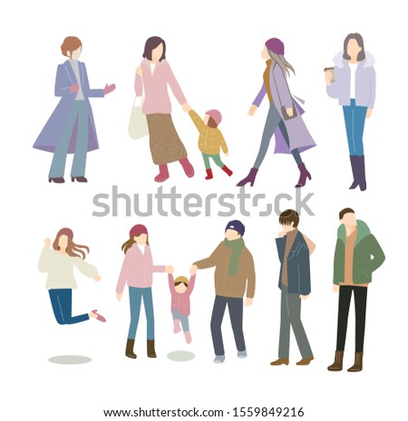 
Lots of people in winter clothes