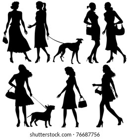 Lots of people, women - vector set