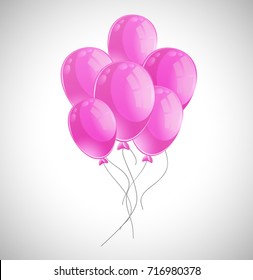 Lots of pink balloons on white background illustration