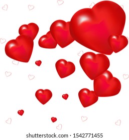 Lots of red small and large hearts