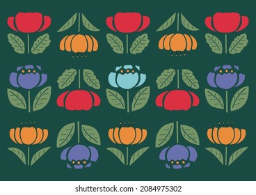 Lots of retro colorful flower patterns