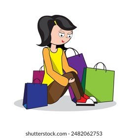 Lots of shopping. Vector illustration