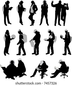 Lots silhouettes of students. Vector illustration.
