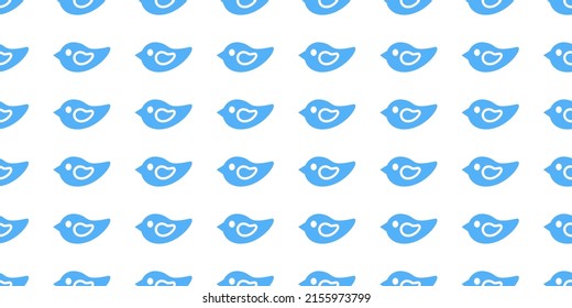 Lots of Simple Blue Flying Bird Shapes Pattern, Wide Scale Seamless Texture on White Background - Minimalist Design, Vector Template