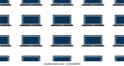 Lots of Simple Blue Minimalist Laptops - Pattern Background Design, Wide Scale Texture for IT, Web and Technology - Illustration in Editable Vector Format