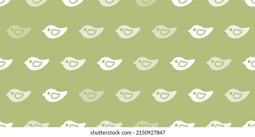 Lots of Simple Green and White Flying Bird Shapes Pattern, Wide Scale Seamless Texture on Green Background - Minimalist Design, Vector Template