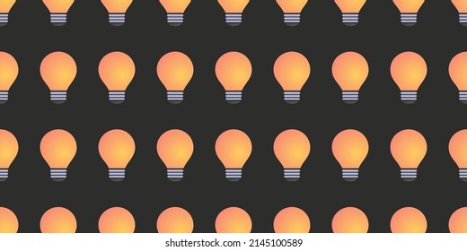 Lots of Simple Minimalist Glowing Light Bulbs - Pattern Background Design, Seamless Wide Scale Texture for Web and Technology - Illustration in Editable Vector Format