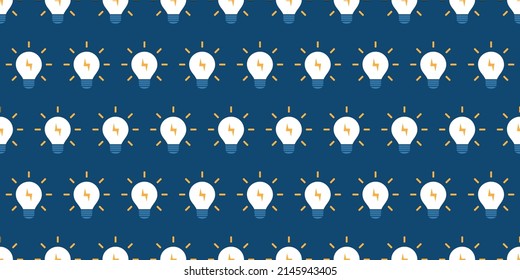 Lots of Simple Minimalist Glowing Light Bulbs - Pattern Background Design, Seamless Wide Scale Texture for Web and Technology - Illustration in Editable Vector Format