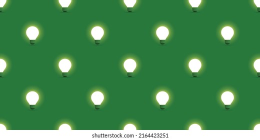 Lots of Simple Minimalist Glowing White Light Bulbs - Pattern Background Design, Seamless Wide Scale Texture for Web and Technology - Illustration in Editable Vector Format