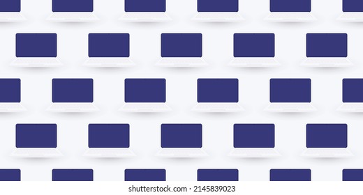 Lots of Simple Minimalist Laptops - Pattern Background Design, Wide Scale Texture for IT, Web and Technology - Illustration in Editable Vector Format
