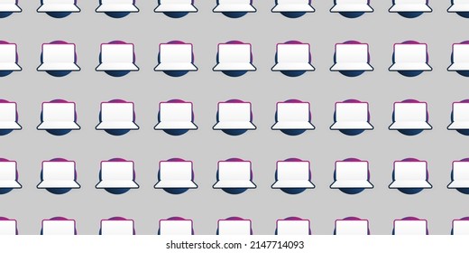 Lots of Simple Minimalist Laptops - Seamless Pattern Background Design, Texture for IT, Web and Technology - Illustration in Editable Vector Format