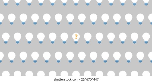 Muchas bombillas simples de luz blanca minimalista - Diseño de fondo de patrones, textura de gran escala sin problemas para la web y la tecnología - Una con una nueva idea destacando fuera de la multitud - Concepto de vector editable
