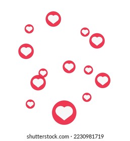 Lots of Social Media Live Likes. Heart Icon. Isolated Vector.