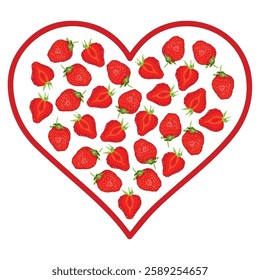 Lots of strawberries in a red heart, present for woman
