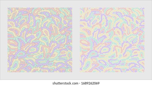 Lots of stretched spots in pastel colours. Dense position of picture elements. Calming impression of picture. Set of vector images. 