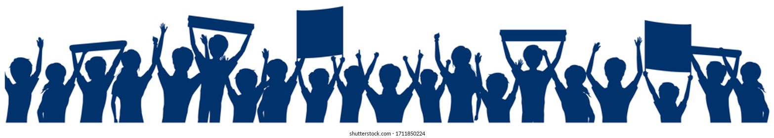 Lots of supporters and cheers silhouettes