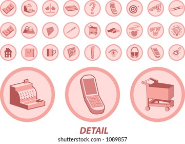 Lots of useful icons for web and other uses. Includes cash, cash register, credit card, mobile phones, chain links, hand shake, mail icons, light bulb shopping cart, exchange rate icon and loads more.