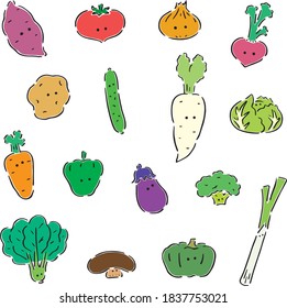 lots of vegetables icons color illustration