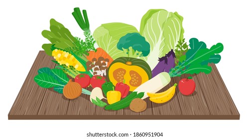 Montones de verduras en la pizarra.Arte vectorial fácil de editar.