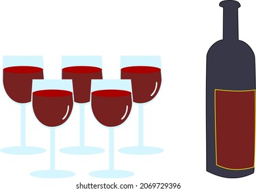 Lots of wine glasses and bottles