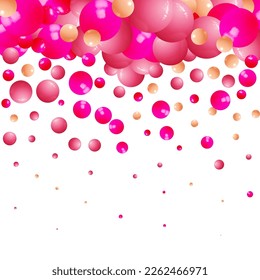 Lots of yellow and pink balls interact like molecules. 3D render image.