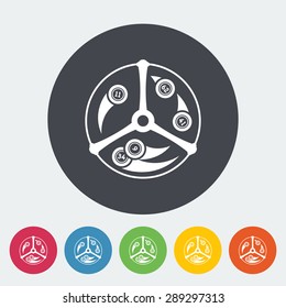 Lotteries. Single flat icon on the circle button. Vector illustration.