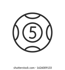 Lottery Ball, Five, Shiny, Linear Icon. Editable Stroke