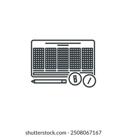 Lottery, ball, pencil, game, party, fun icon, vector illustration