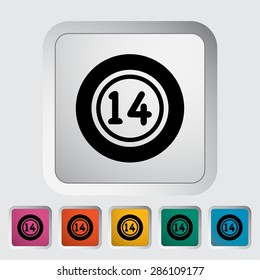 Lottery ball. Single flat icon on the button. Vector illustration.
