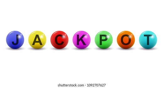 Lottery balls with jackpot text. Isolated on white background. Vector illustration.