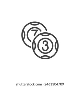 Lottery Balls line icon. linear style sign for mobile concept and web design. Bingo balls with numbers outline vector icon. Symbol, logo illustration. Vector graphics