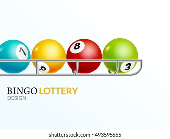 Lottery balls number. Lottery game gamble luck template poster design. Lotto background.