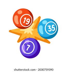 Lottery balls with numbers of lotto illustration. Icon for online games.