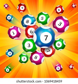 Lottery balls on a yellow background, vector illustration