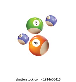 Lottery balls and tickets 3d vector illustration of lotto, bingo or keno gambling sport games. Colourful balls and betting slips with numbers, gaming industry and casino advertising design