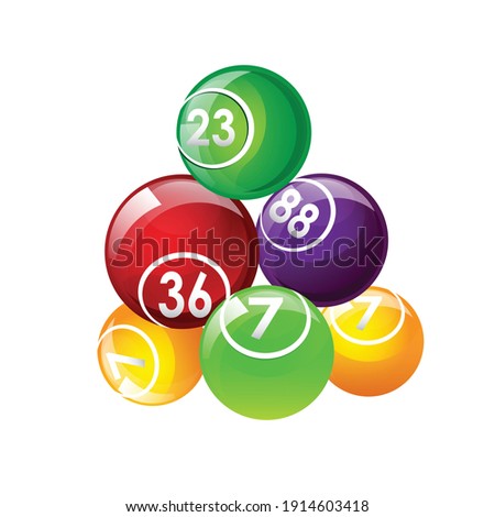 Lottery balls and tickets 3d vector illustration of lotto, bingo or keno gambling sport games. Colourful balls and betting slips with numbers, gaming industry and casino advertising design