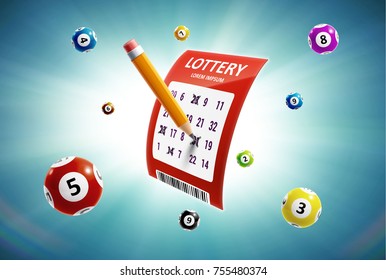 lottery banners with realistic icons balls coins lottery ticket and place for text isolated on white