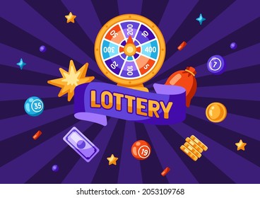 Lottery and bingo illustration. Concept for gambling or online games.