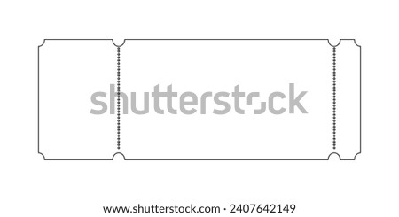 Lottery or coupon mockup. Ticket icon for boarding on airplane, concert, cinema, museum, festival, theater, circus, exhibition isolated on white background. Vector outline illustration