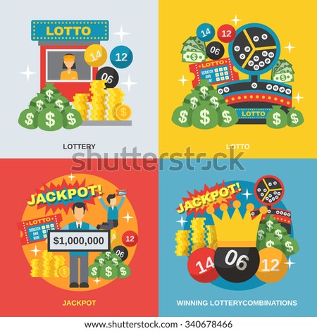 Lottery design concept set with winning combinations flat icons isolated vector illustration