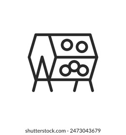 Lottery drum with balls, linear style icon. lottery drawing. Editable stroke width