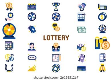 Lottery Flat Vector Illustration Icon Sticker Set Design Materials