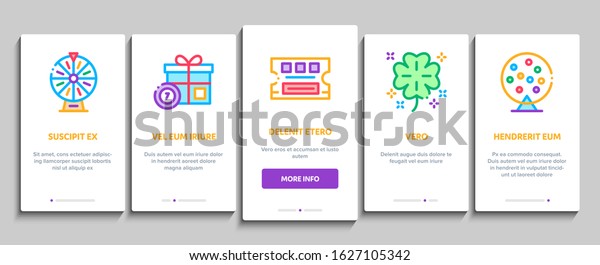 Lottery Gambling Game Onboarding Mobile App
Page Screen Vector. Human Win Lottery And Hold Check, Car Key And
Money Bag, Fortune Wheel And Loto Concept Linear Pictograms. Color
Contour Illustrations